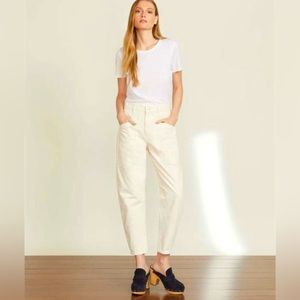 Veronica Beard Cream Cropped Ankle Pants